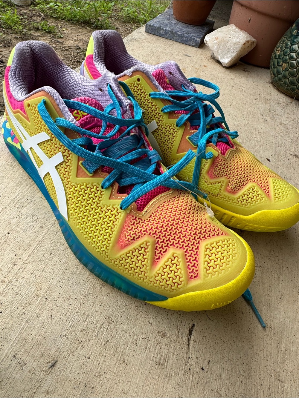 Asics Yellow Pink Blue Athletic Sneakers Fiesta Running ASICS Shoes